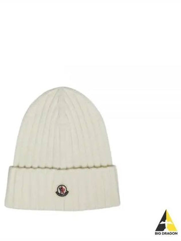 3B00036 A9327 030 Logo Patch Wool Beanie - MONCLER - BALAAN 1