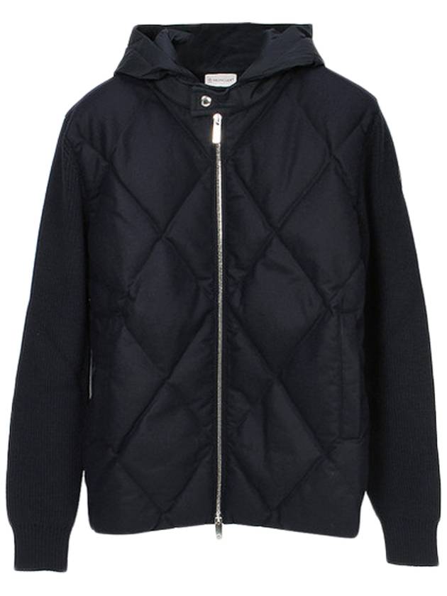 Men s Quilted Hooded Jacket Navy - MONCLER - BALAAN 1