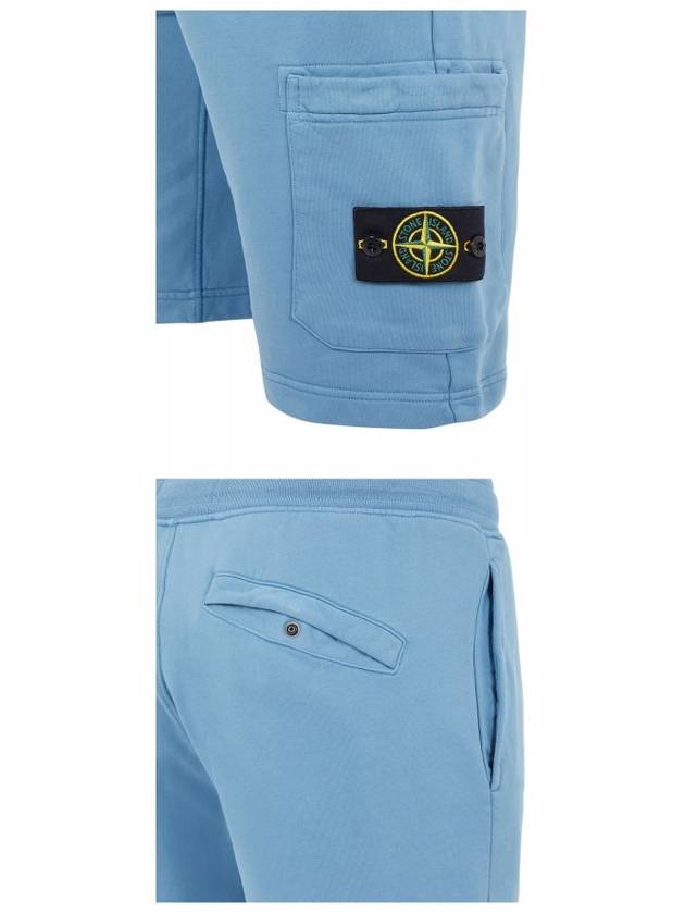 Waffen Patch  Fleece Bermuda Shorts Mid Blue - STONE ISLAND - BALAAN 6