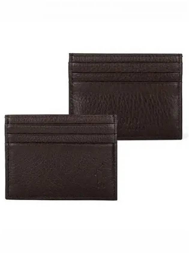 Debossed Leather Card Wallet Brown - POLO RALPH LAUREN - BALAAN 2