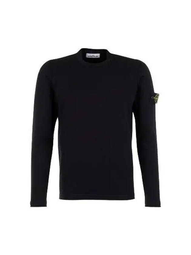 Compass Badge Ribbed Cotton Knit Top Black - STONE ISLAND - BALAAN 2