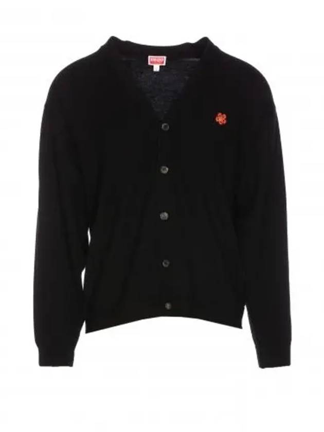 Boke Flower Crest Wool Cardigan Black - KENZO - BALAAN 2