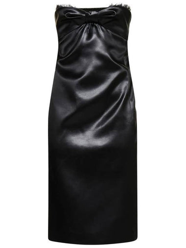 tie detail satin midi dress black - SAINT LAURENT - BALAAN 1