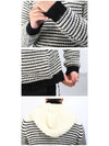 Striped Hooded Wool Knit Top Black Ivory - SAINT LAURENT - BALAAN 6