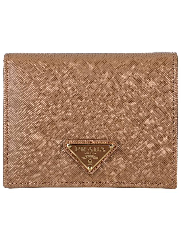 Gold Hardware Triangle Logo Saffiano Half Wallet Caramel - PRADA - BALAAN 2