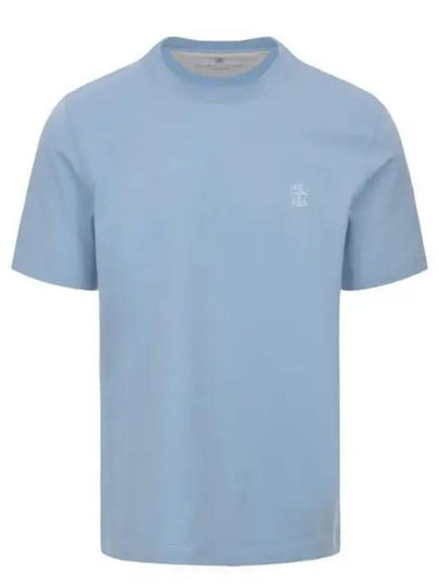 Logo Short Sleeve T-shirt Blue - BRUNELLO CUCINELLI - BALAAN 2