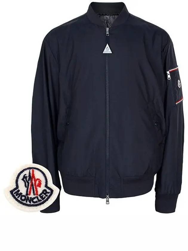 Men's Bharani Logo Patch Bomber Jacket Navy - MONCLER - BALAAN 2