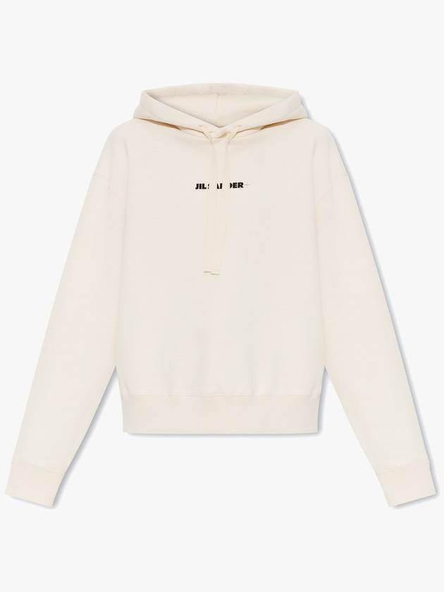 Logo Print Cotton Hoodie Cream - JIL SANDER - BALAAN 2