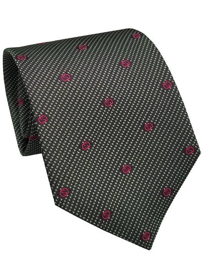 GG Interlocking Logo Silk Tie Green - GUCCI - BALAAN 2