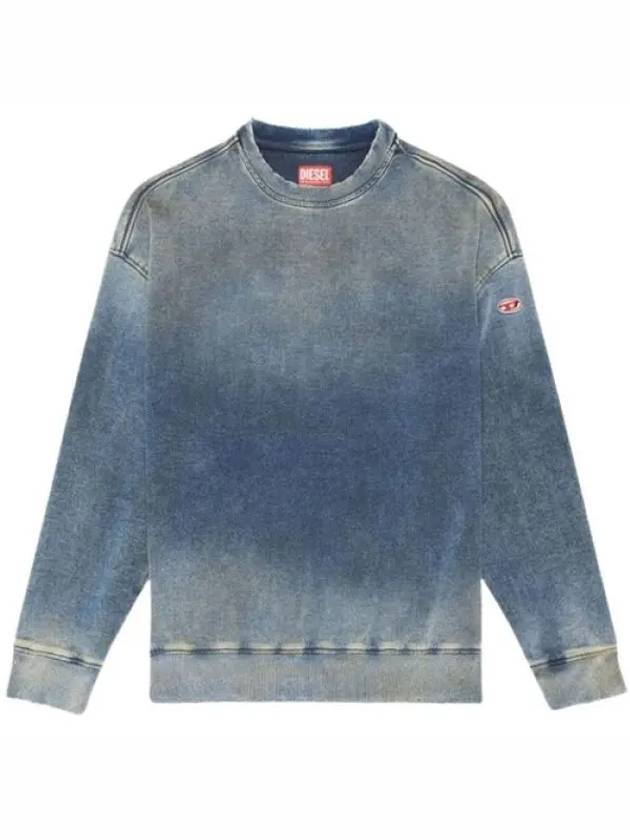 D Krib Ne Vintage Look Track Denim Sweatshirt Medium Blue - DIESEL - BALAAN 2