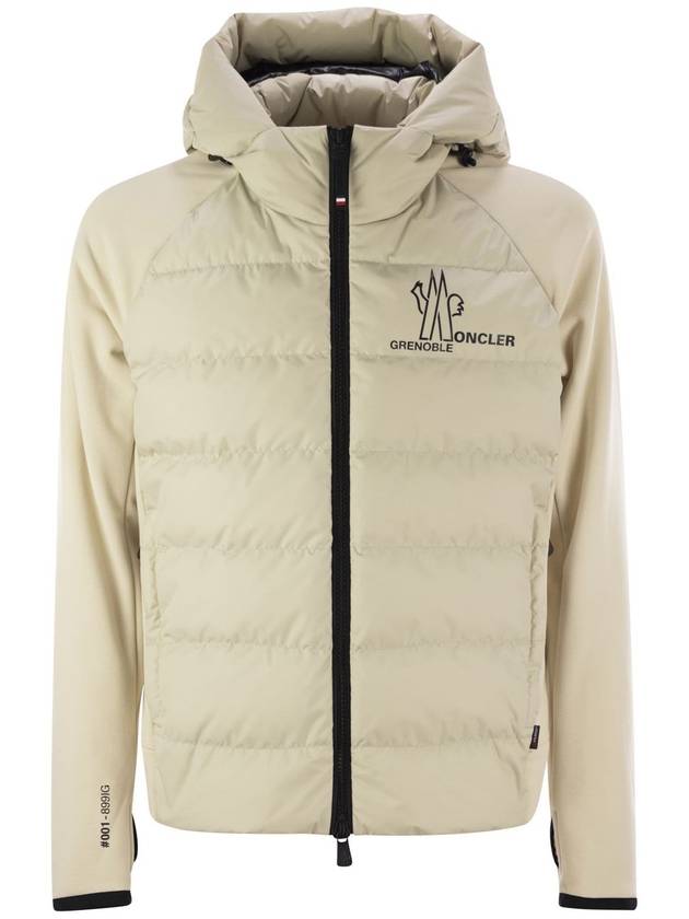 Padded Polartec hooded zip up beige - MONCLER - BALAAN 2