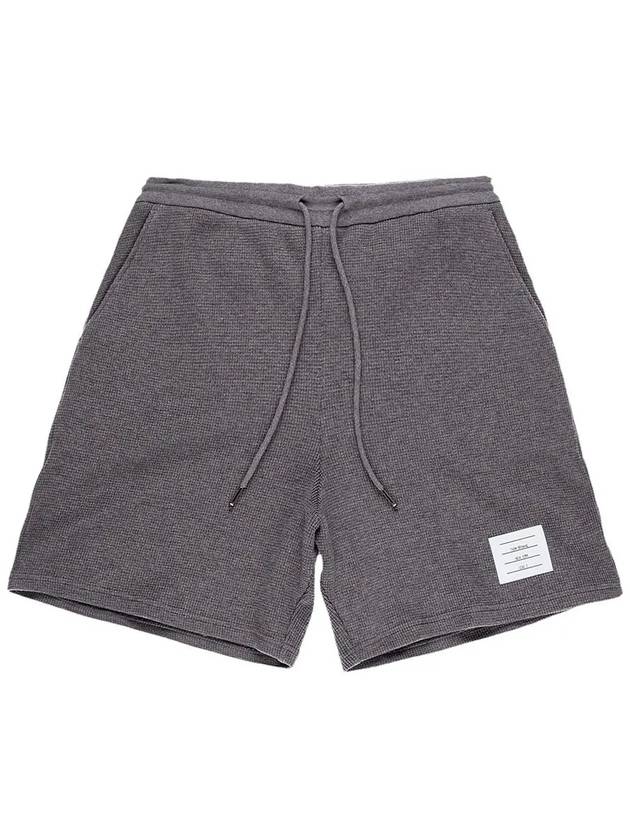 Men's Textured Cotton Shorts Grey - THOM BROWNE - BALAAN 3