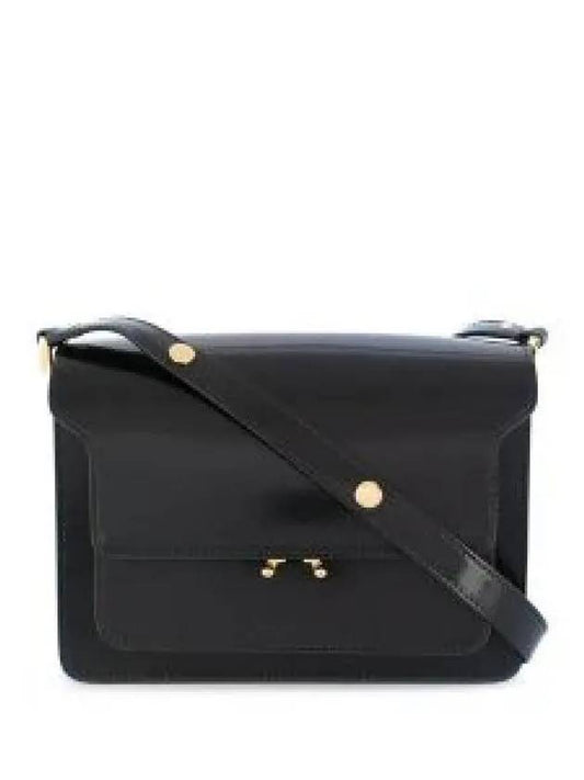 Trunk Glossy Leather Medium Shoulder Bag Black - MARNI - BALAAN 2