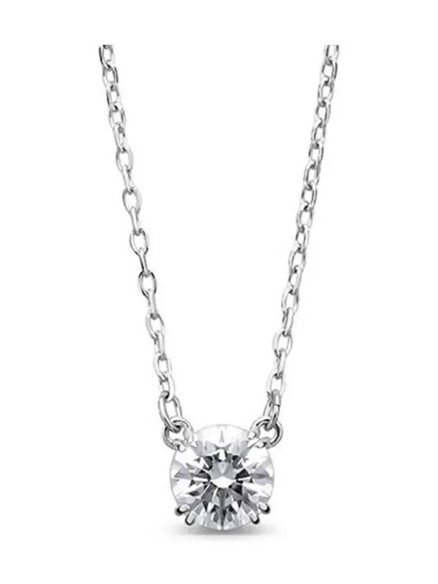 Stilla Round Zirconia Pendant Necklace Silver - SWAROVSKI - BALAAN 4