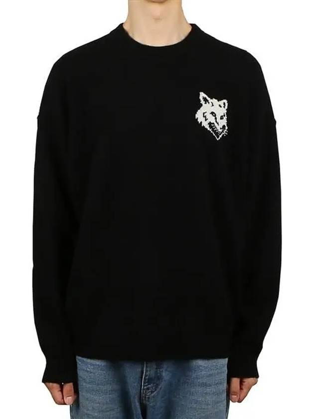 Intarsia Fox Head Comfort Knit Top Black - MAISON KITSUNE - BALAAN 2