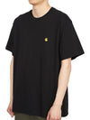 Men's Chase Mini Embroid Logo Short Sleeve T-Shirt Black - CARHARTT WIP - BALAAN 5