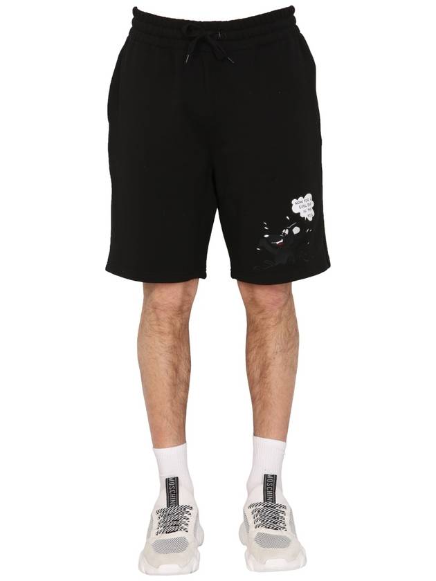 Comics Character Bermuda Shorts Black - MOSCHINO - BALAAN 2