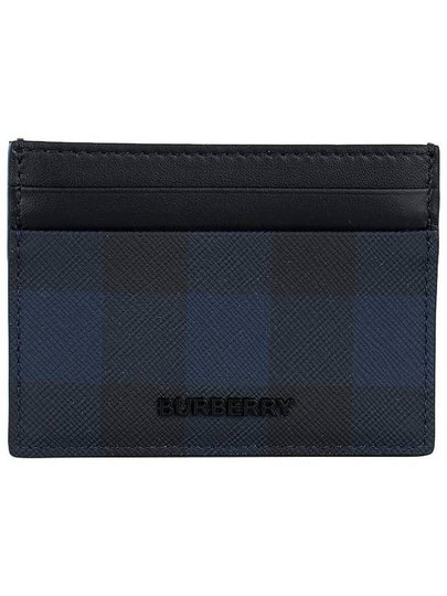 Check Leather Card Wallet Navy - BURBERRY - BALAAN 2