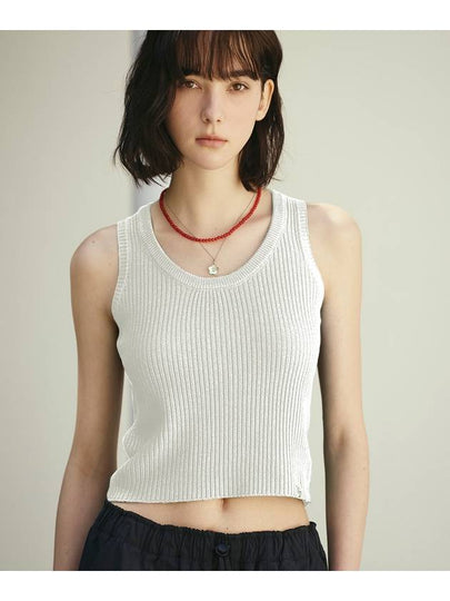 _STRIPE CROP KNIT SLEEVELESS TOP IVORY - THE GREEN LAB - BALAAN 2