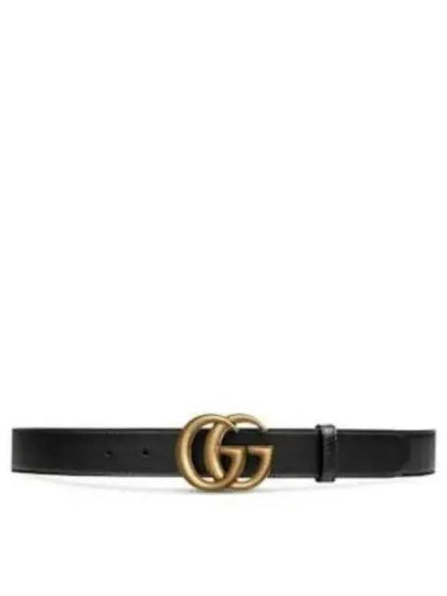 Men's GG Marmont Double G Buckle Gold Hardware Leather Belt Black - GUCCI - BALAAN 2