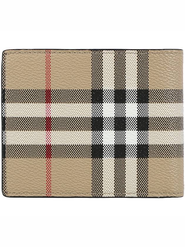 Check Slim Bifold Leather Half Wallet Beige - BURBERRY - BALAAN 4