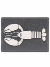 Lobster Pebble Grain Leather Card Wallet Dark Grey - THOM BROWNE - BALAAN 3