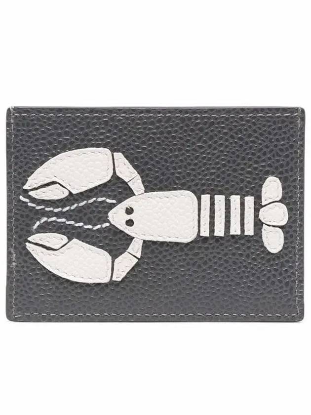 Lobster Pebble Grain Leather Card Wallet Dark Grey - THOM BROWNE - BALAAN 3