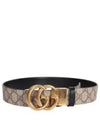 GG Marmont Reversible Leather Belt Beige Black - GUCCI - BALAAN.