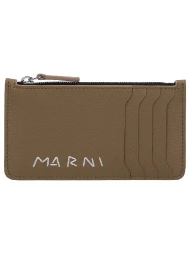 Logo Zipper Card Holder Creta Wallet - MARNI - BALAAN 1