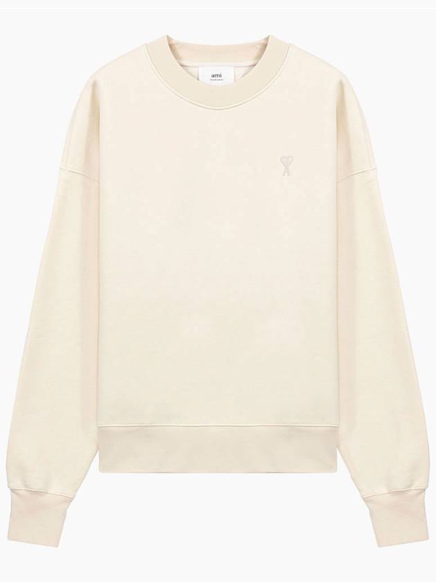 Tone On Tone Mini Logo Round Neck Sweatshirt Beige - AMI - BALAAN 2