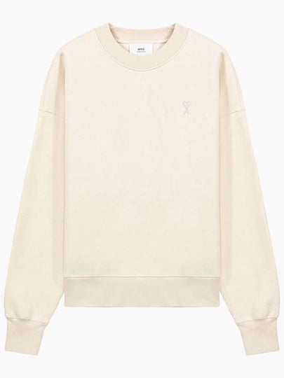 Tone On Tone Mini Logo Round Neck Sweatshirt Beige - AMI - BALAAN 2