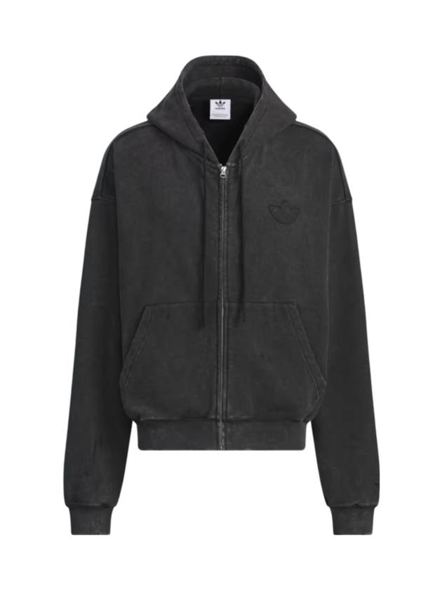 Washed Zip-Up Hoodie Black - ADIDAS - BALAAN 1