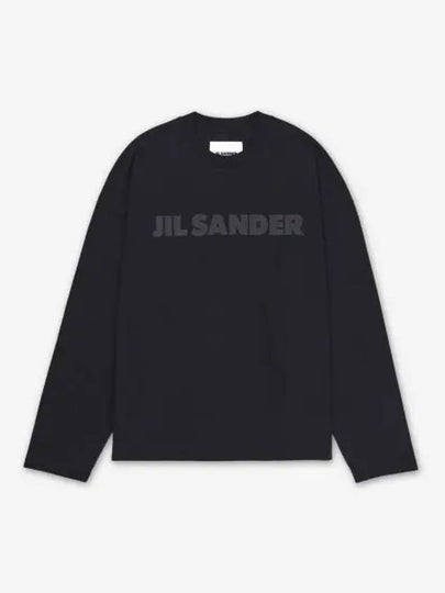 Logo Print Cotton Long Sleeve T-Shirt Black - JIL SANDER - BALAAN 2