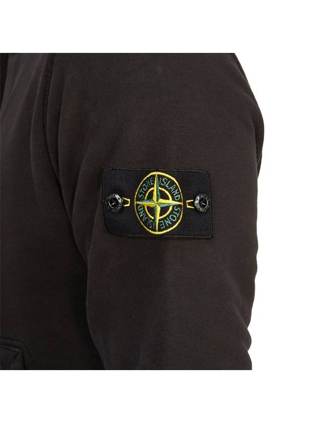 Logo Patch Brushed Cotton Hoodie Black - STONE ISLAND - BALAAN 9