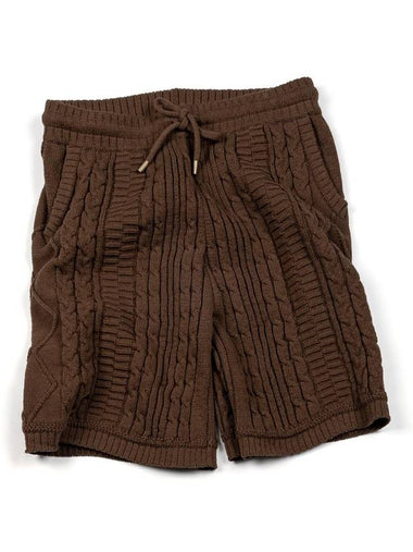 Men's I4SM01BR Permeating New City Cable Knit Shorts Brown - IOEDLE - BALAAN 1