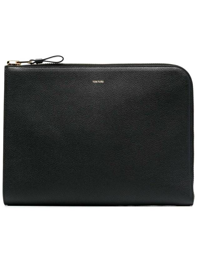 Logo Grain Leather Buckley Clutch Bag Black - TOM FORD - BALAAN 2