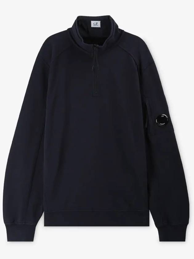 Men's Lens Wappen Fleece Half Zip Up Sweatshirt Navy - CP COMPANY - BALAAN 4