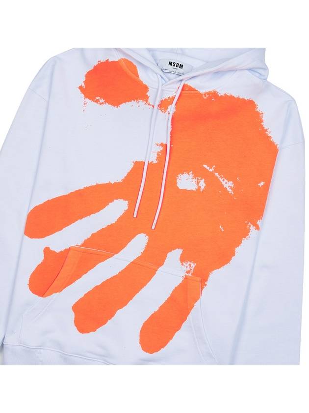 Men's Hand Print Cotton Hoodie White - MSGM - BALAAN 5