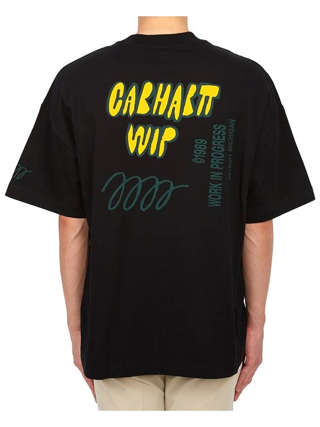 Men's Signature Short Sleeve T-Shirt Black - CARHARTT WIP - BALAAN 3