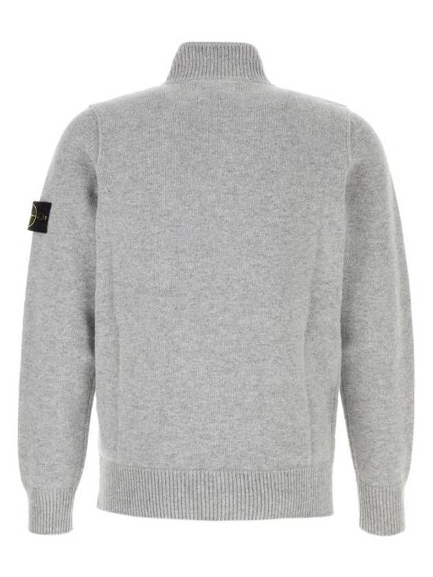 Wappen Patch Half Button Lambswool Knit Top Grey - STONE ISLAND - BALAAN 3