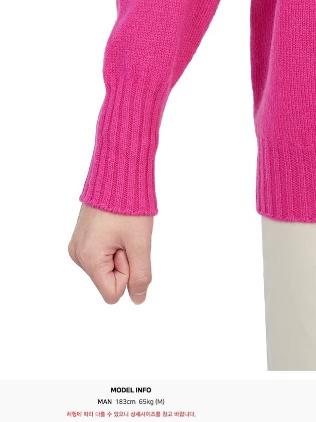 Crew Neck Lambswool Knit Top Pink - DRUMOHR - BALAAN 9