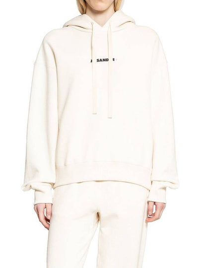 Logo Print Cotton Hoodie Cream - JIL SANDER - BALAAN 2