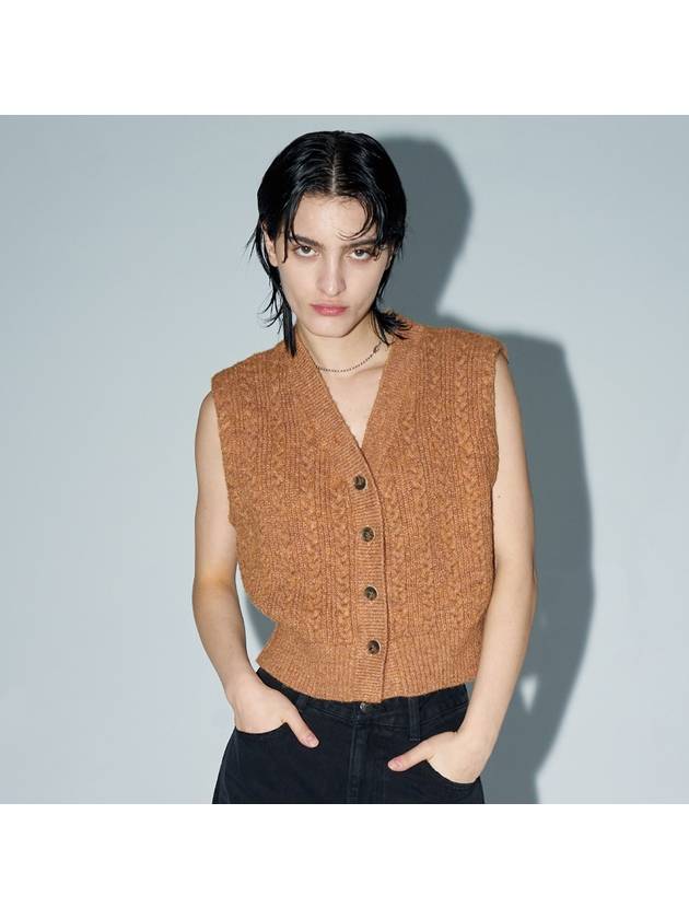 TWISTED CROPPED KNIT VEST ORANGE - ETCH - BALAAN 4