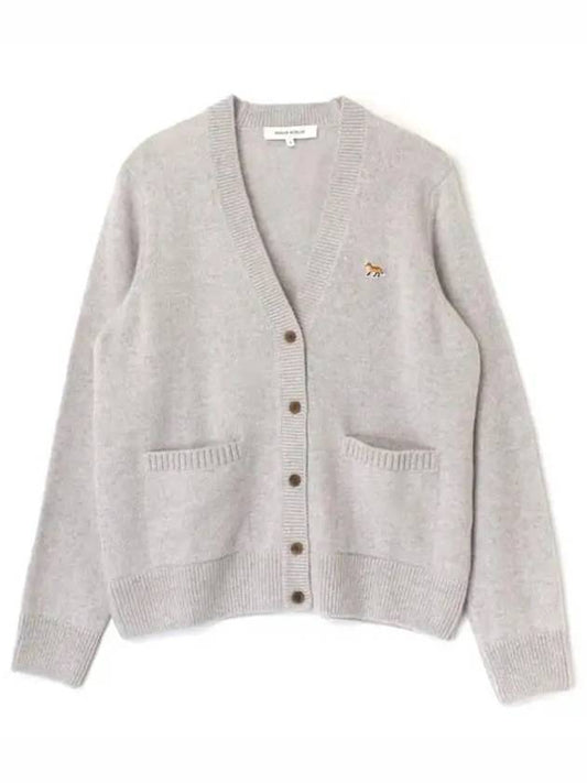 Baby Fox Patch Boxy Cardigan Light Grey Melange - MAISON KITSUNE - BALAAN 2