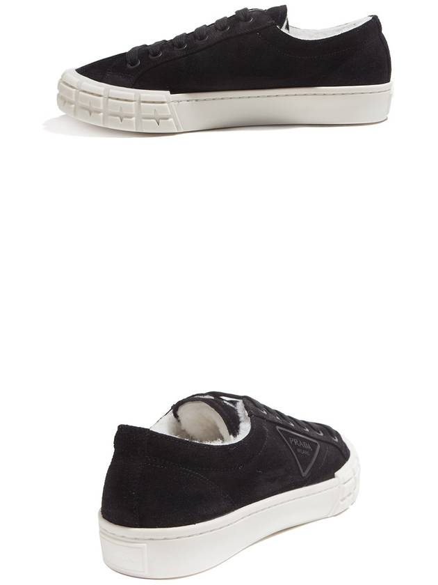 Fleece Low Top Sneakers Black - PRADA - BALAAN 6