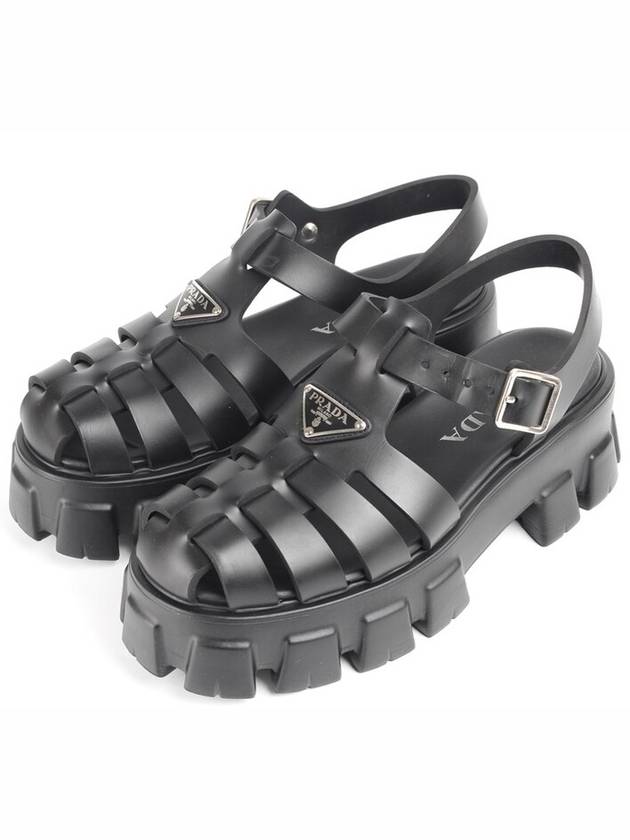 Triangle logo strap rubber sandals 39 255 260 - PRADA - BALAAN 1