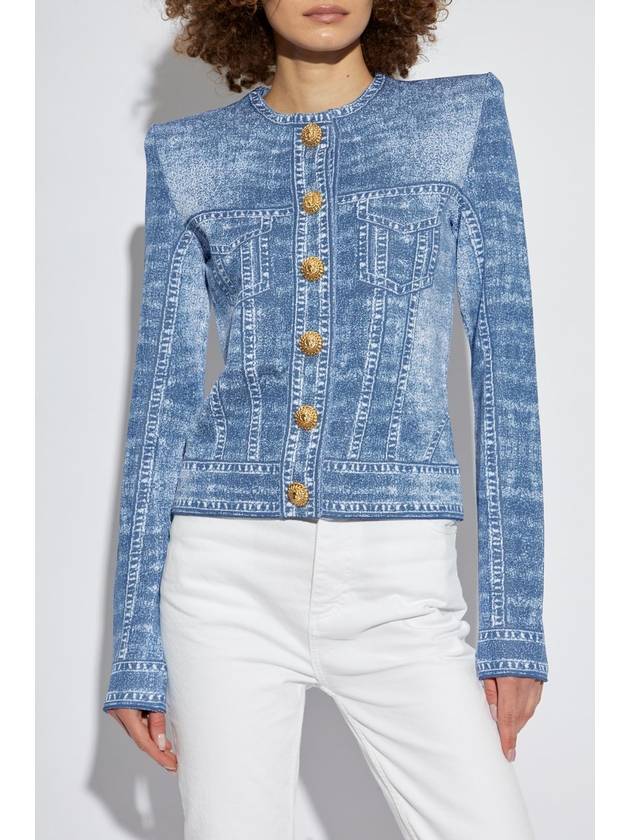 Balmain Snap-button Cardigan, Women's, Blue - BALMAIN - BALAAN 3