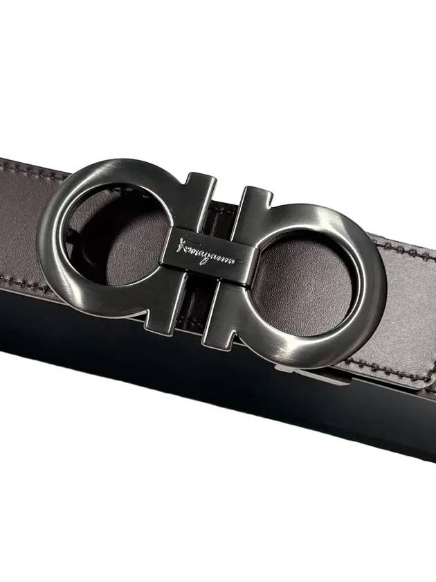 Gancini Reversible Adjustable Leather Belt Black Dark Brown - SALVATORE FERRAGAMO - BALAAN 9