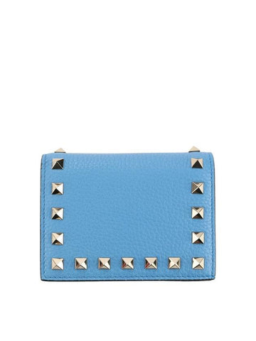 Women's Rockstud Half Wallet Blue - VALENTINO - BALAAN 1