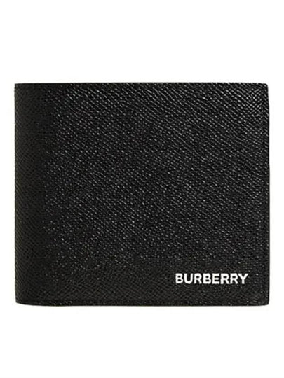 Logo Grainy Leather Bifold Wallet Black - BURBERRY - BALAAN 2